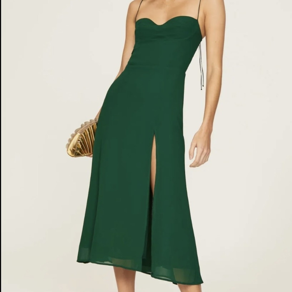 Reformation Forest Green Midi Dress